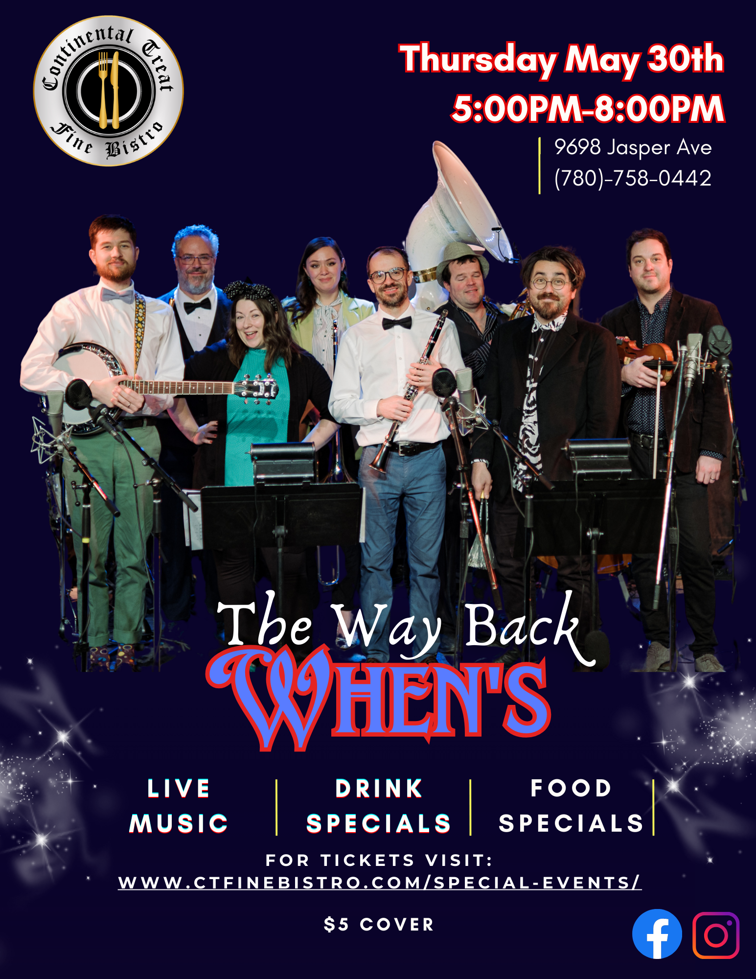 The Way Back Whens Live music at the Continental Treat Fine Bistro
